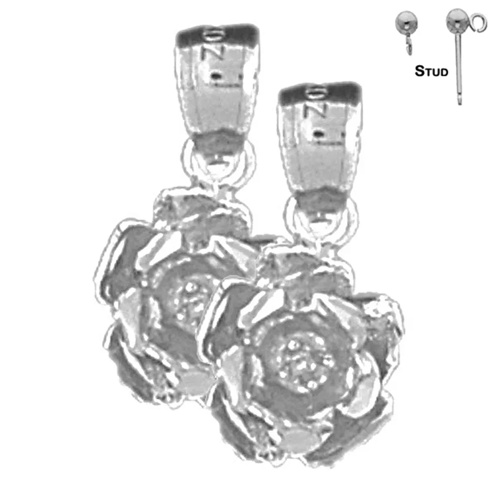 14K or 18K Gold Rose Flower Earrings