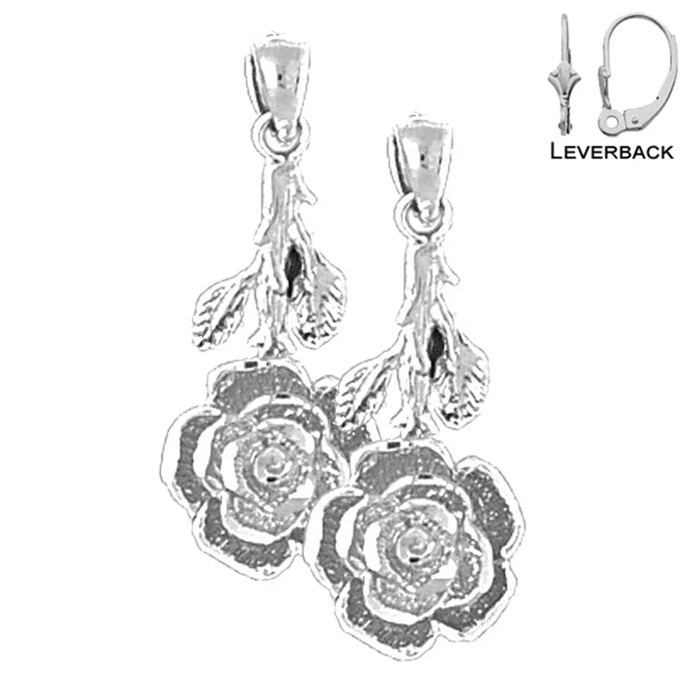 14K or 18K Gold Rose Flower Earrings