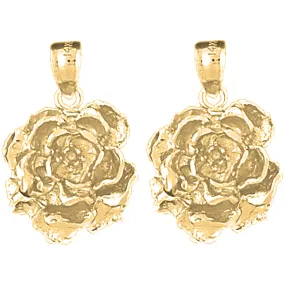 14K or 18K Gold Rose Flower Earrings