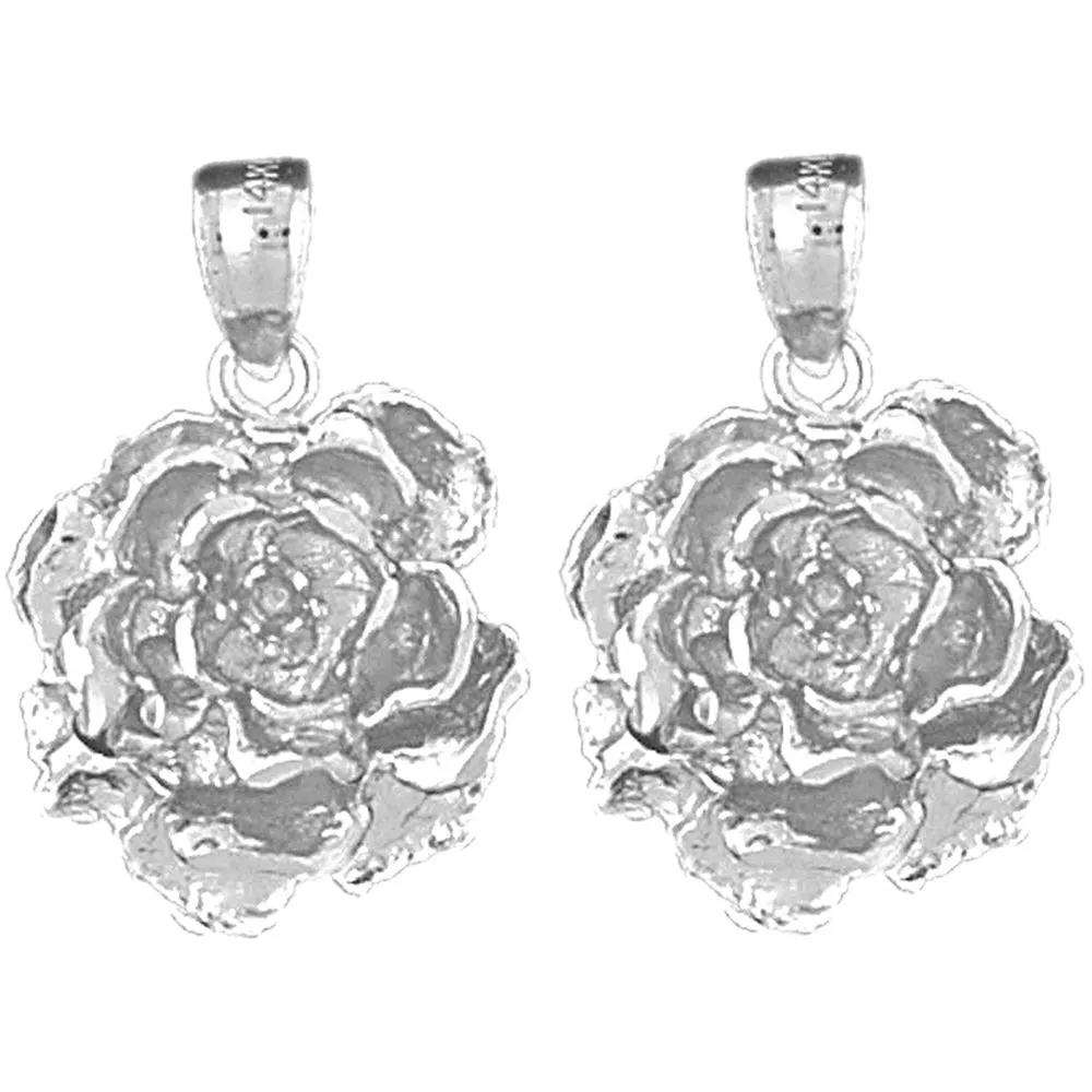 14K or 18K Gold Rose Flower Earrings