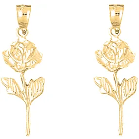 14K or 18K Gold Rose Flower Earrings