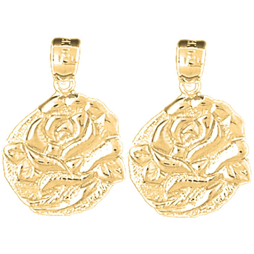 14K or 18K Gold Rose Flower Earrings