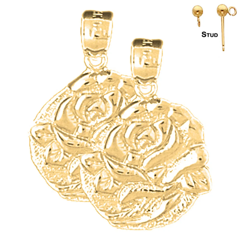 14K or 18K Gold Rose Flower Earrings