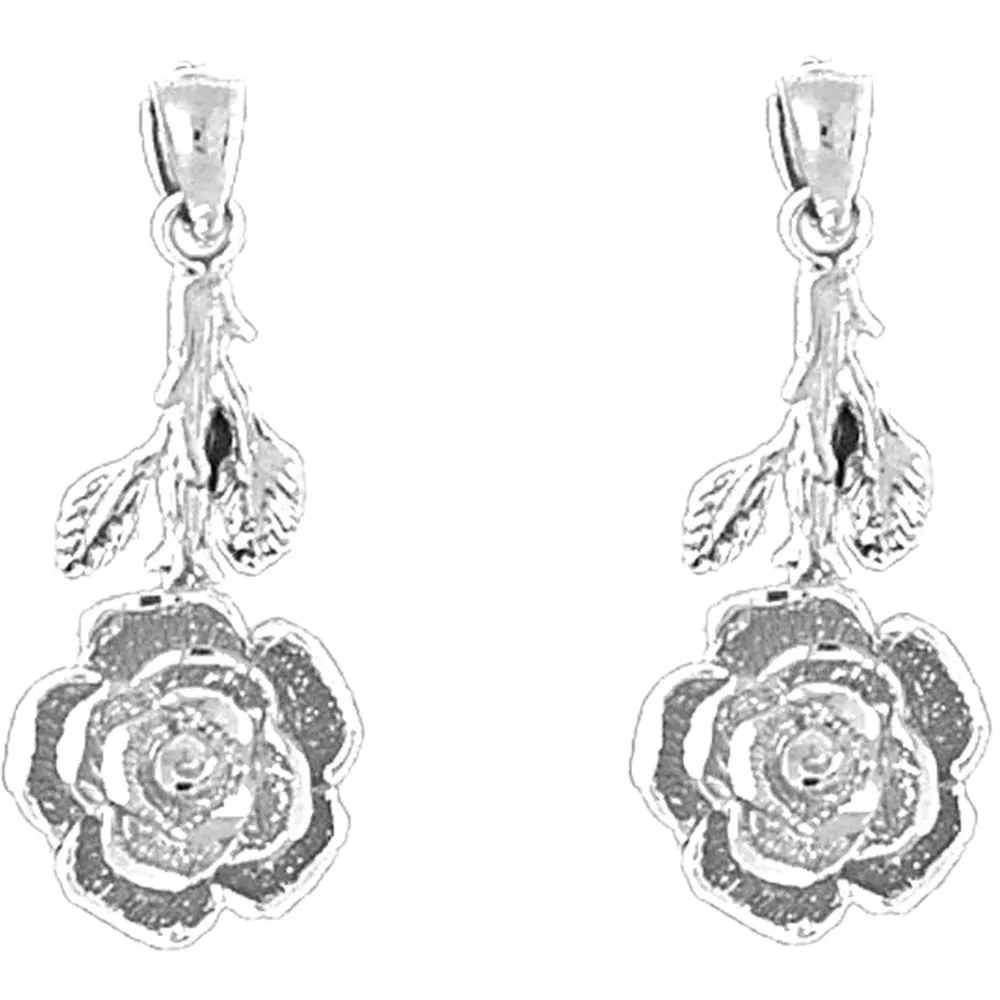 14K or 18K Gold Rose Flower Earrings