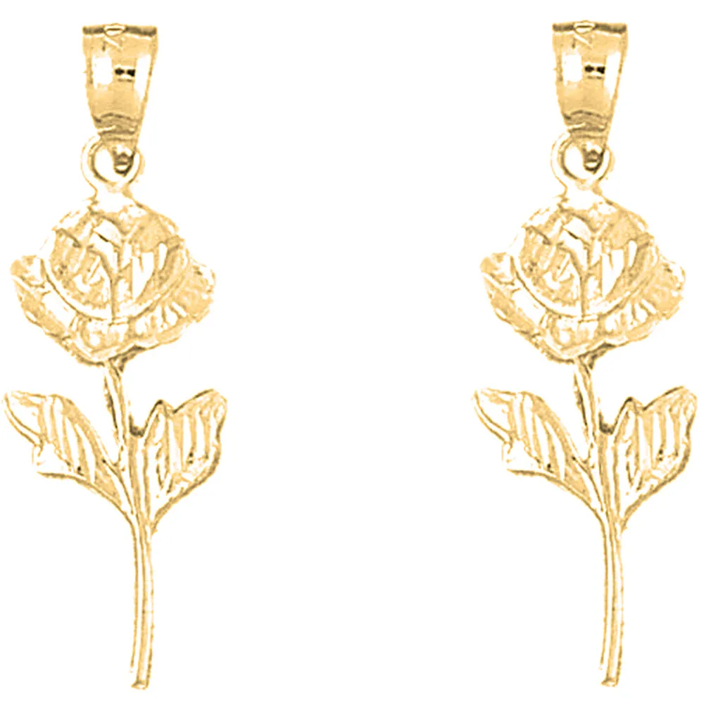 14K or 18K Gold Rose Flower Earrings