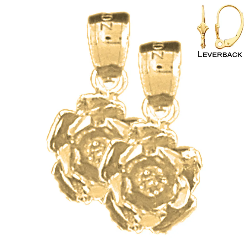 14K or 18K Gold Rose Flower Earrings