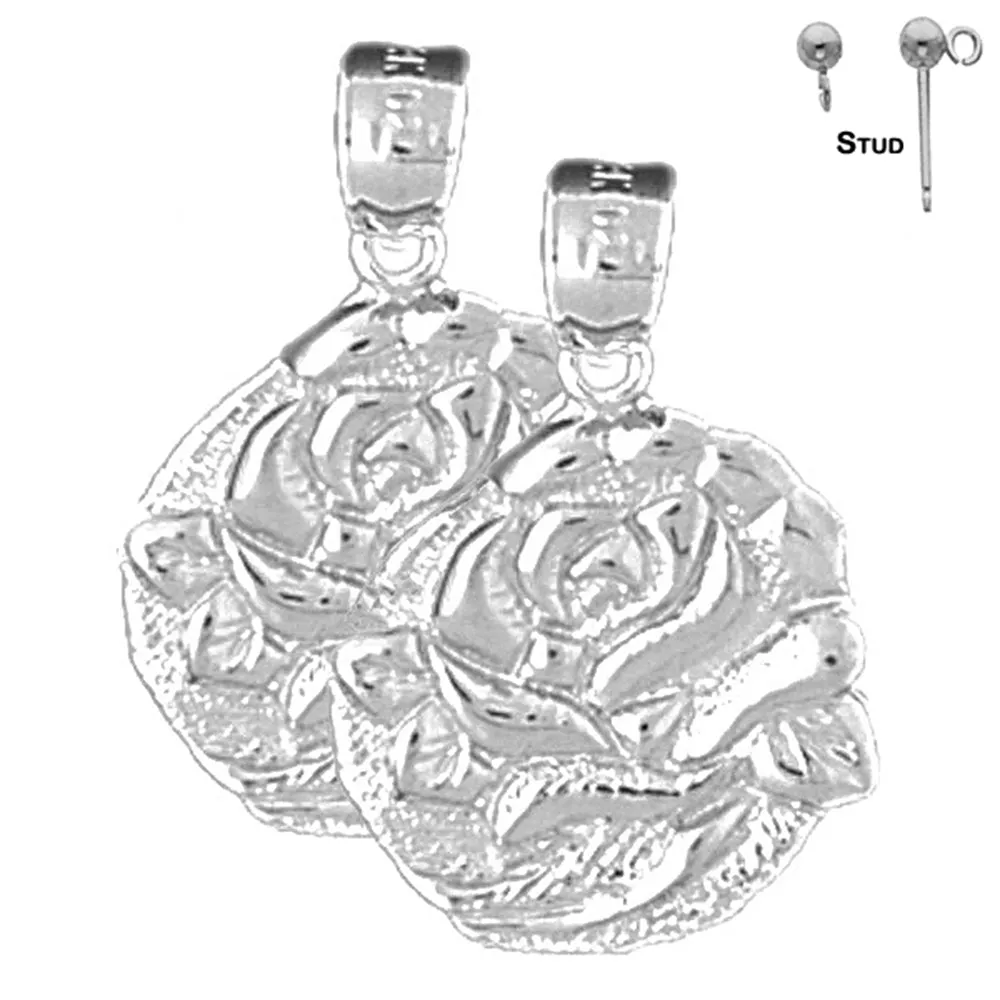 14K or 18K Gold Rose Flower Earrings