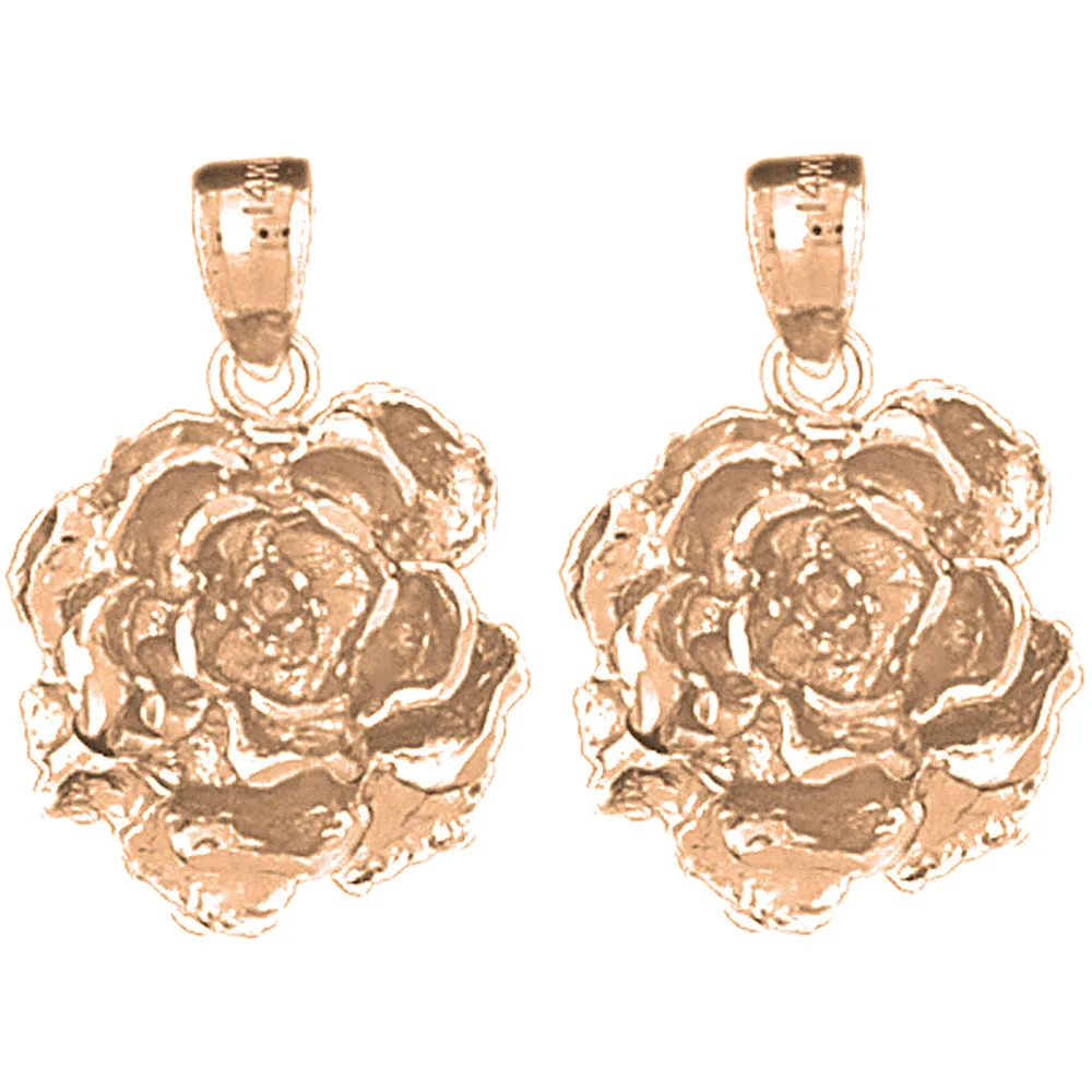 14K or 18K Gold Rose Flower Earrings