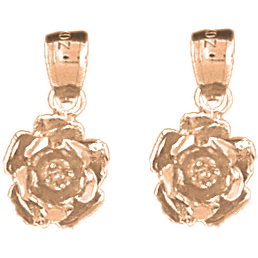 14K or 18K Gold Rose Flower Earrings