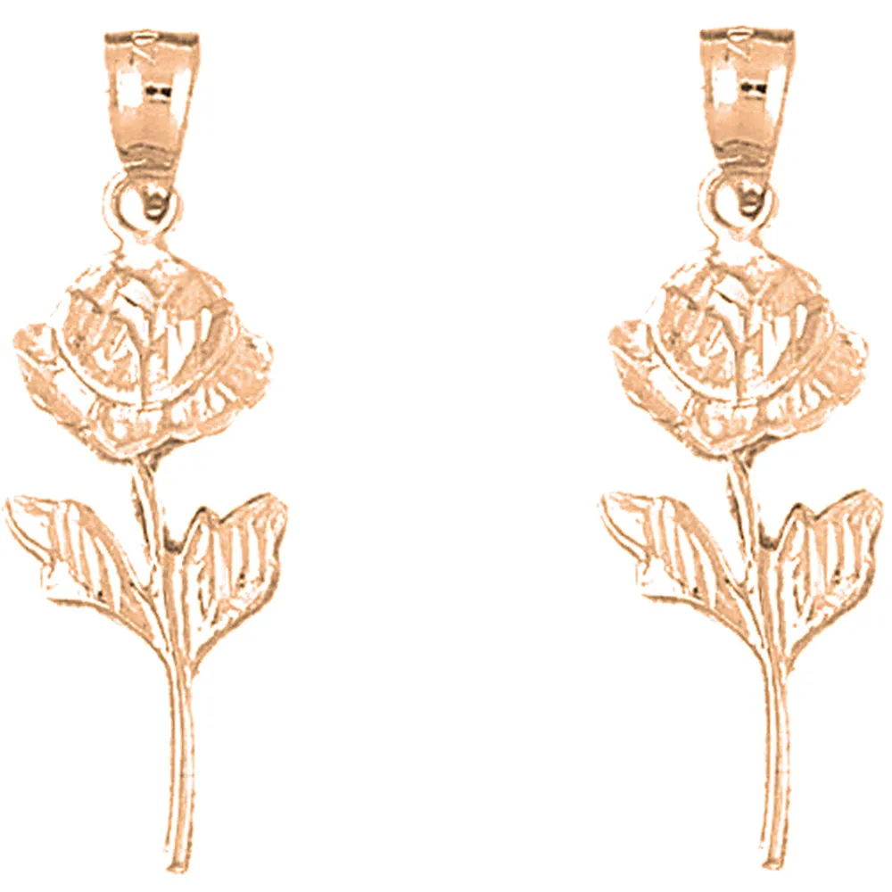 14K or 18K Gold Rose Flower Earrings