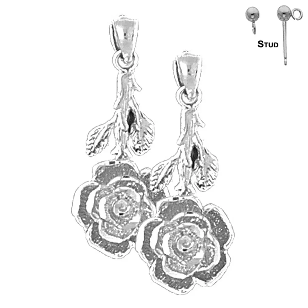 14K or 18K Gold Rose Flower Earrings