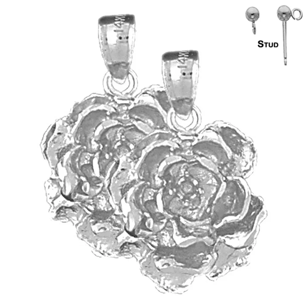 14K or 18K Gold Rose Flower Earrings