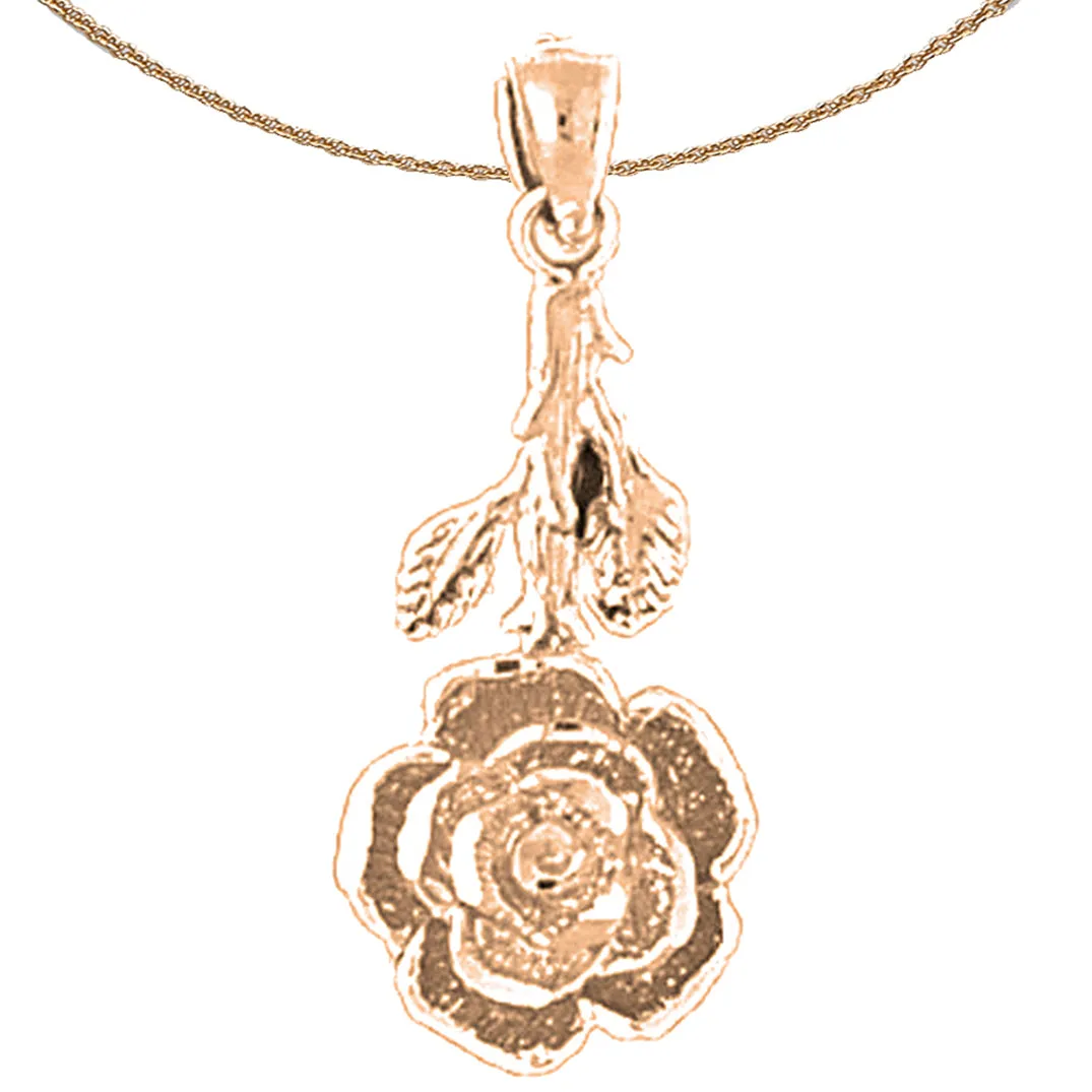 14K or 18K Gold Rose Flower Pendant