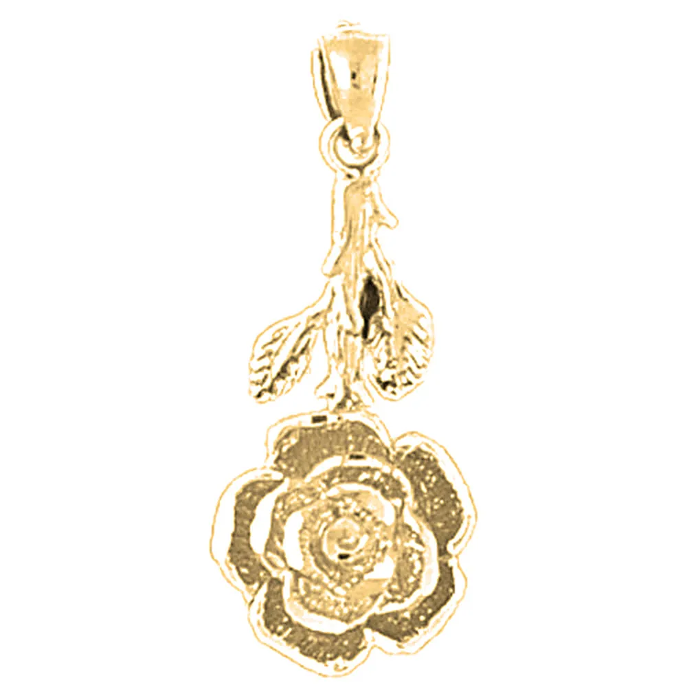 14K or 18K Gold Rose Flower Pendant