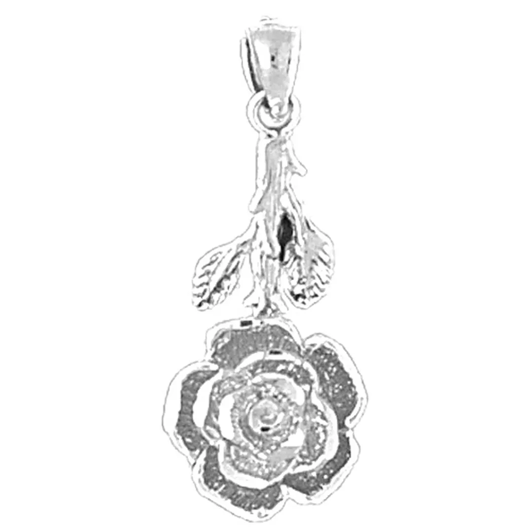 14K or 18K Gold Rose Flower Pendant