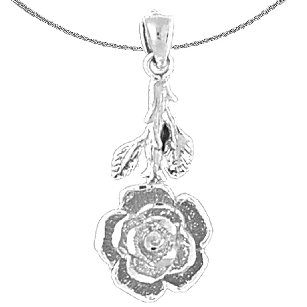 14K or 18K Gold Rose Flower Pendant