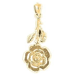 14K or 18K Gold Rose Flower Pendant