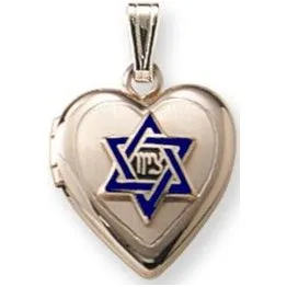 14K Yellow Gold "Star of David" Child's Locket & 15'' Rope Chain