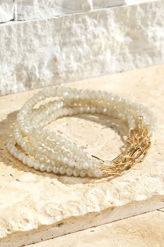 5 Strand Glass & Chain Bracelet