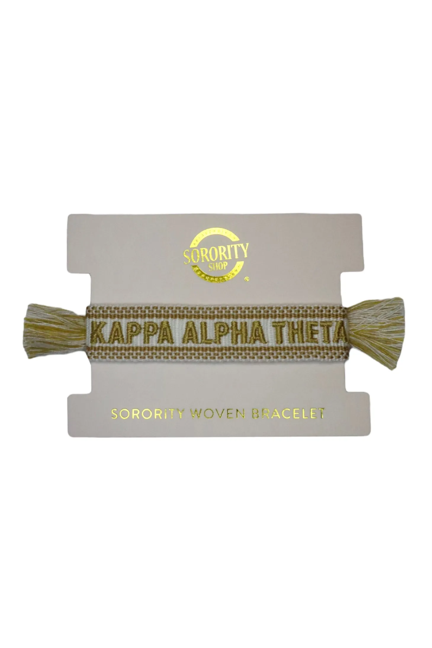 Alpha Chi Omega Woven Bracelet, White and Gold Design