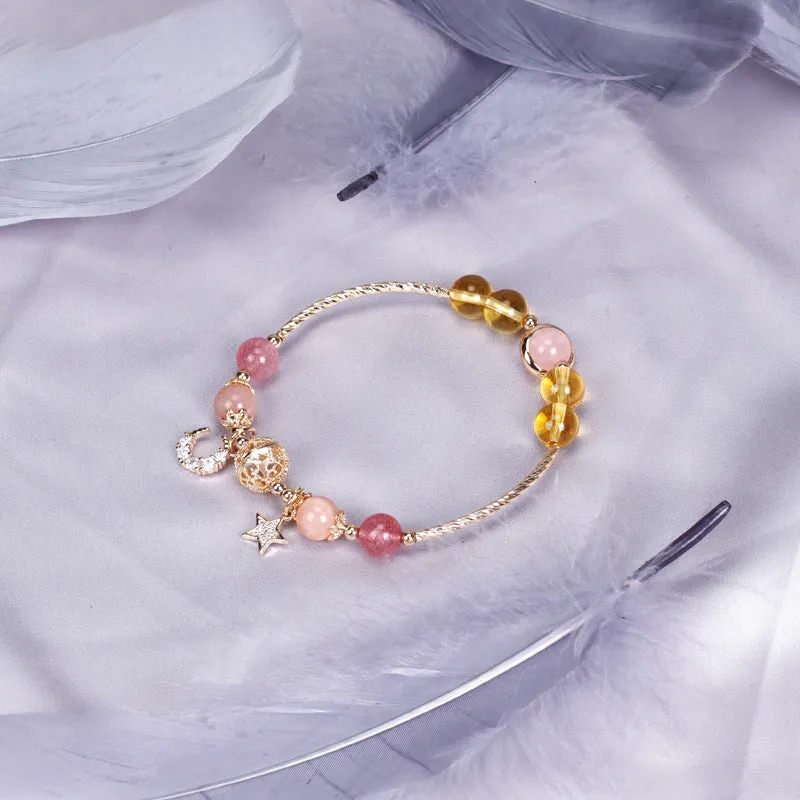 Bardo Crystal Bracelet Strawberry Quartz White Moonlight