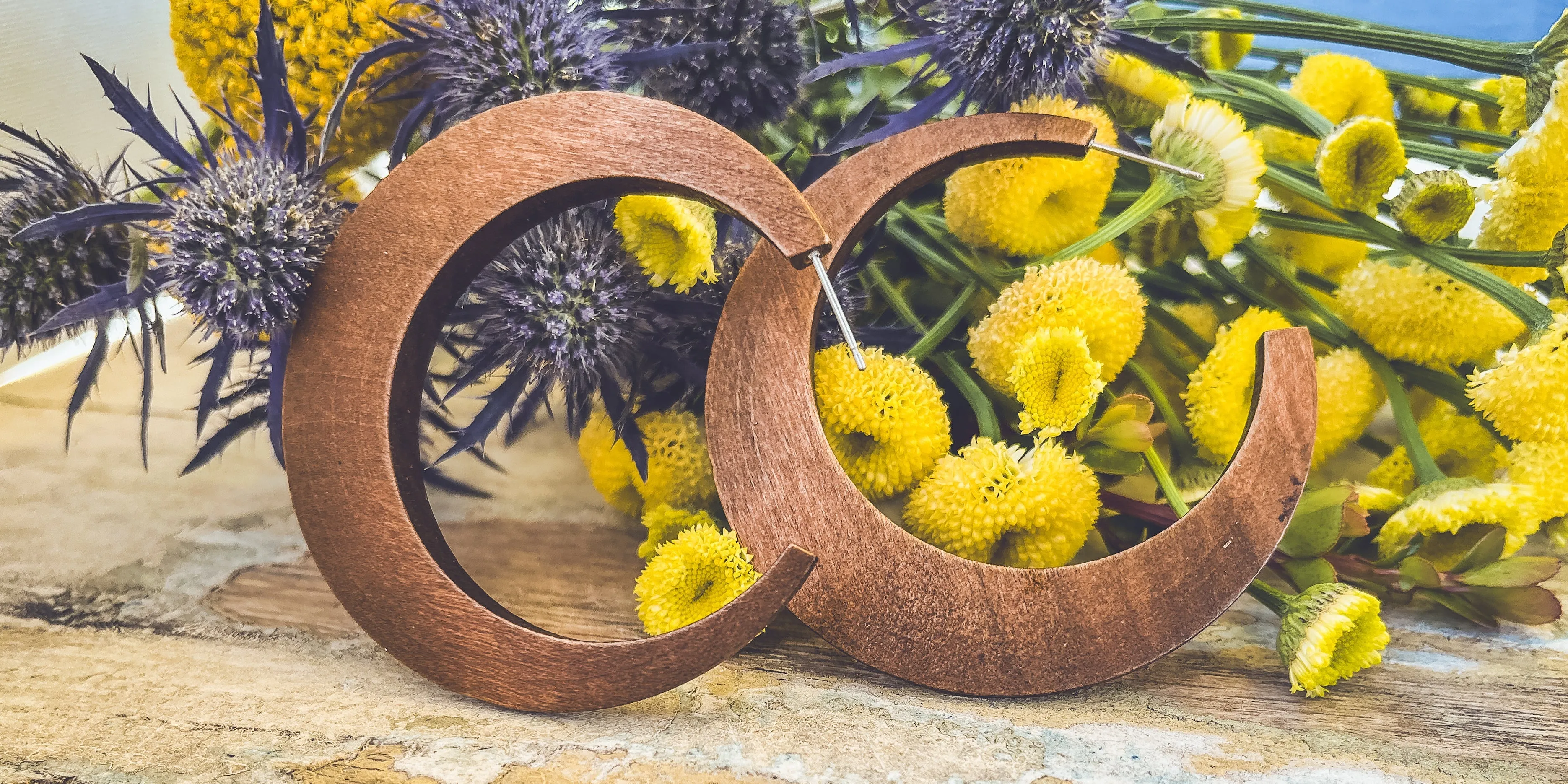 Beautiful Boho Wood Hoop Earrings