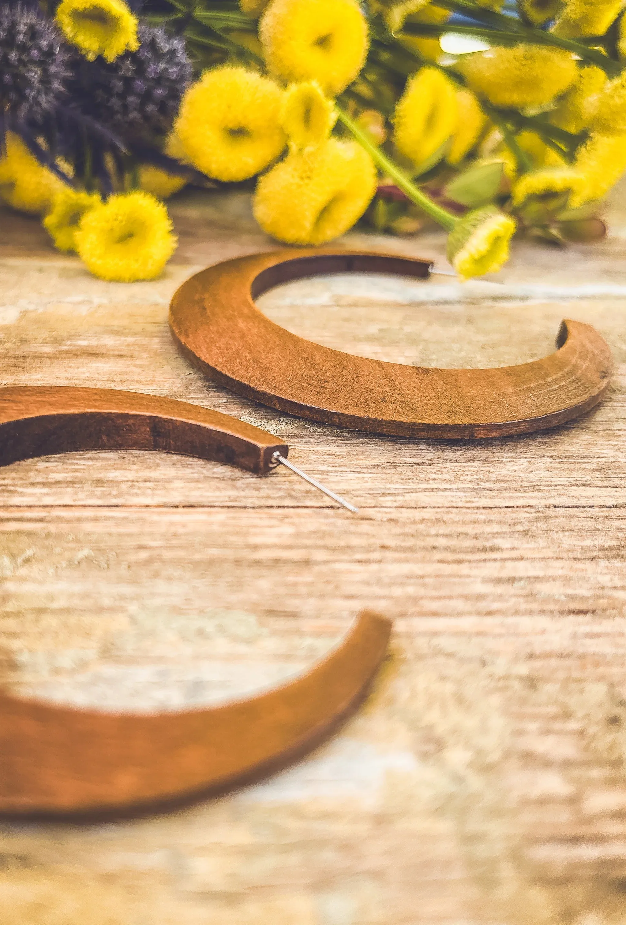 Beautiful Boho Wood Hoop Earrings