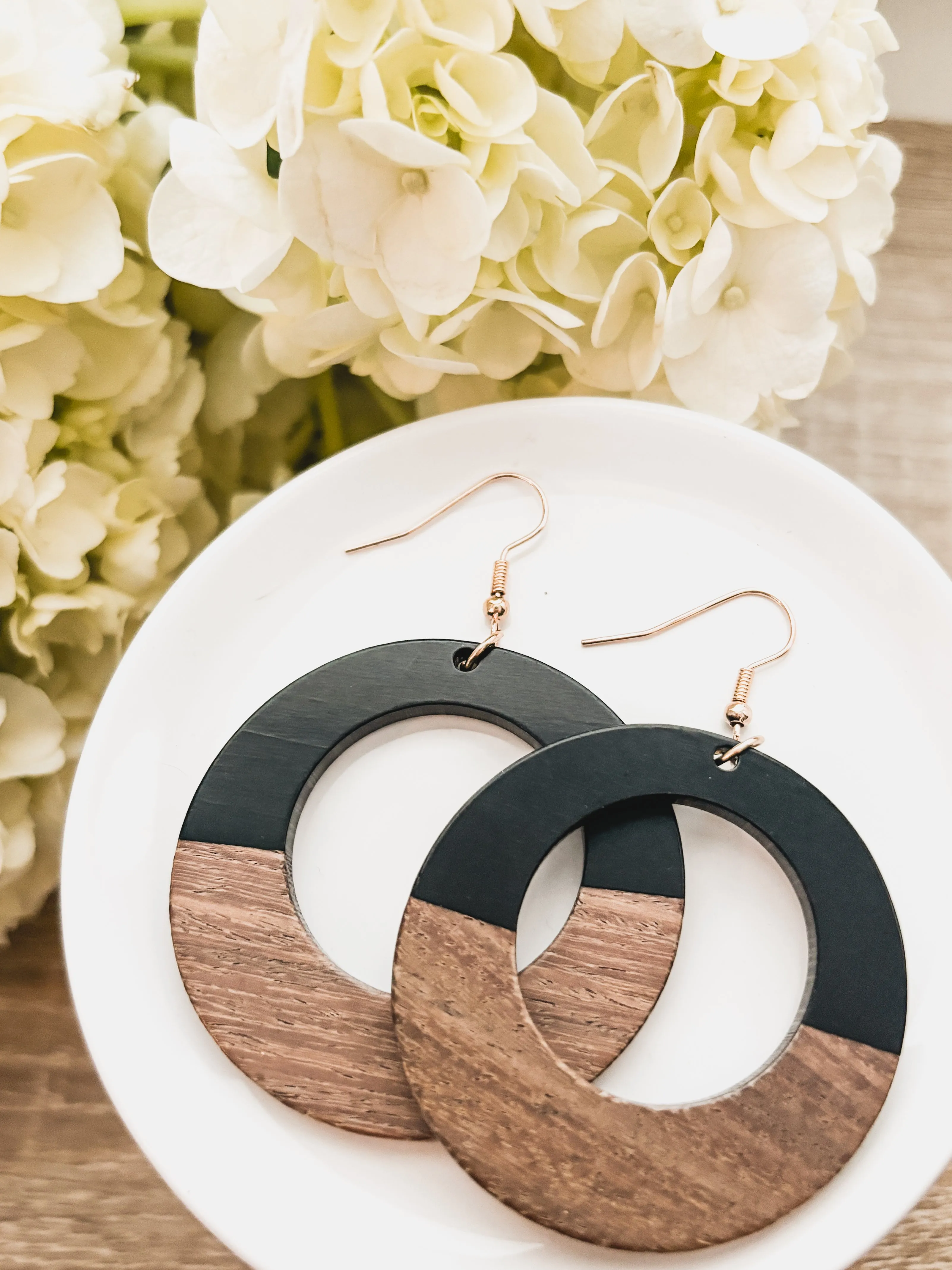 Beautiful Boho Wood Hoop Earrings