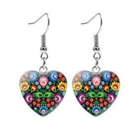 Beautiful Folk Style Heart Earrings