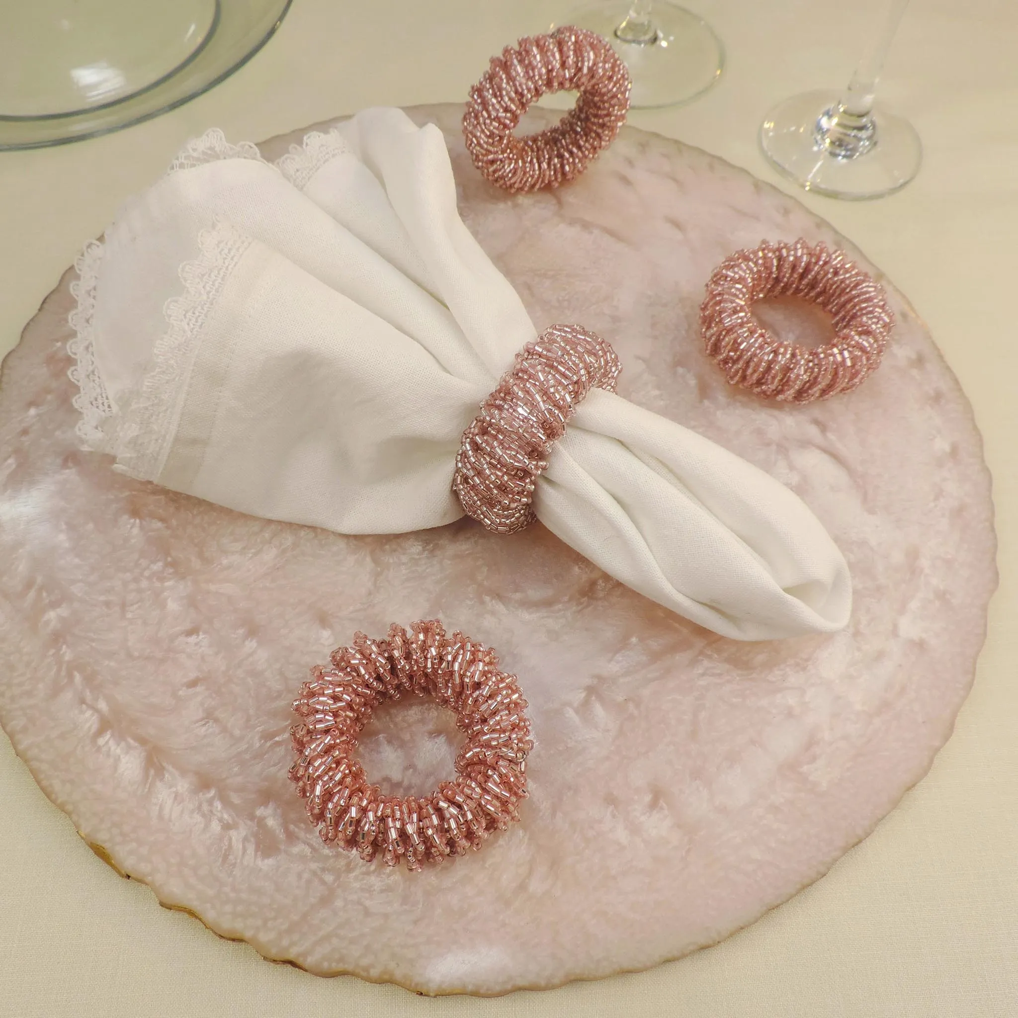 Bling-Bling Napkin Ring in Light Pink, Set of 4