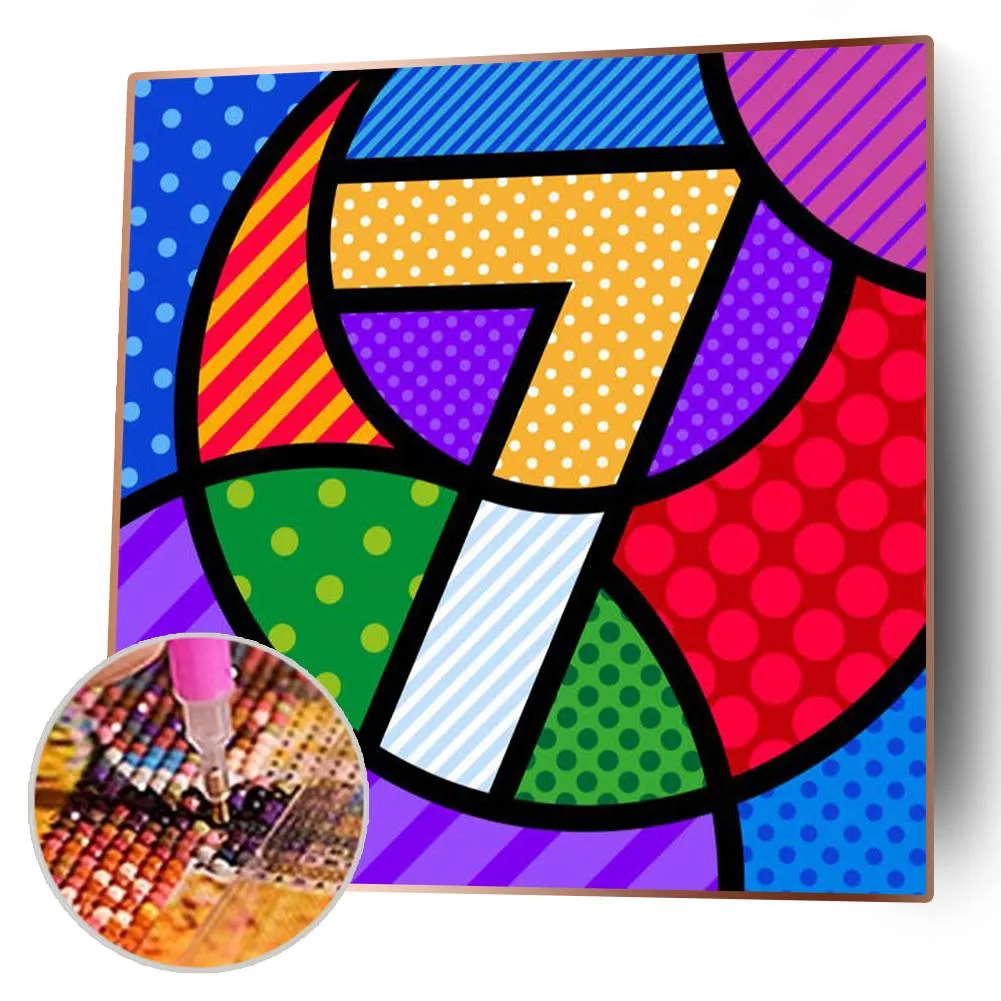 Colorful Number 7 - Full Round Diamond - 30x30CM