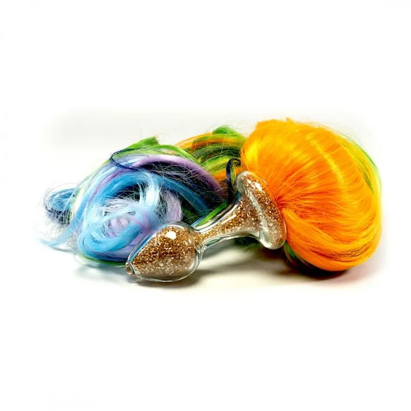 Crystal Delights Pony Tail Plug, Glass with 4 Tail Colors