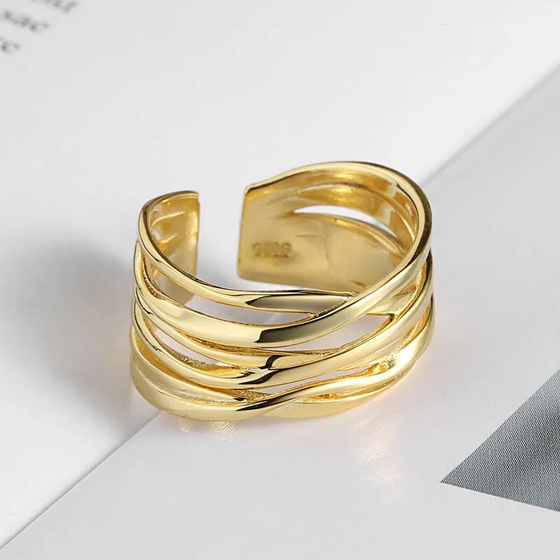 deanwangkt New Arrival Irregular Hollow Silver Color Wide Ring Female Fashion Retro Unique Design Handmade Jewelry Gifts