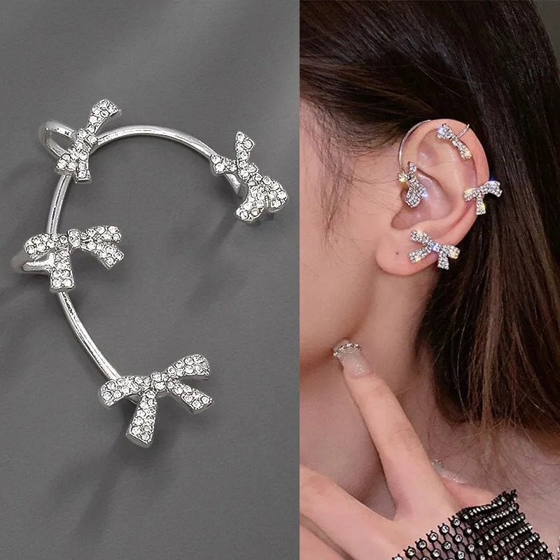 DEANWANGKT Trend  New Animal Birds Tassel Women Earrings Clip Ear Cuff Silver Color Stars No Pierced Ear Hook Long Chain Earing Jewelry