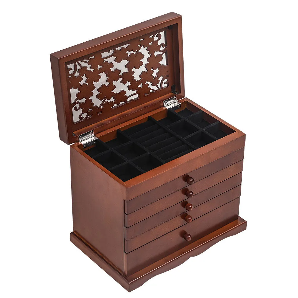 Earring Necklace Organizer Jewelry Box 6-Tier 5-Drawer