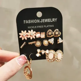 Earring Set, 9-piece Set-Retro style collection