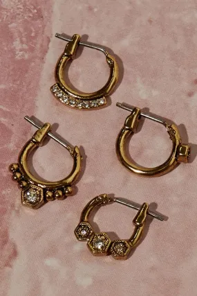 Full Bloom Hoop Earring Set ~ Gold