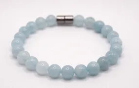 Genuine Aquamarine for Men/Women Energy Protection Healing Crystal Bracelet with Magnet Clasp - Serenity - Worry Shield