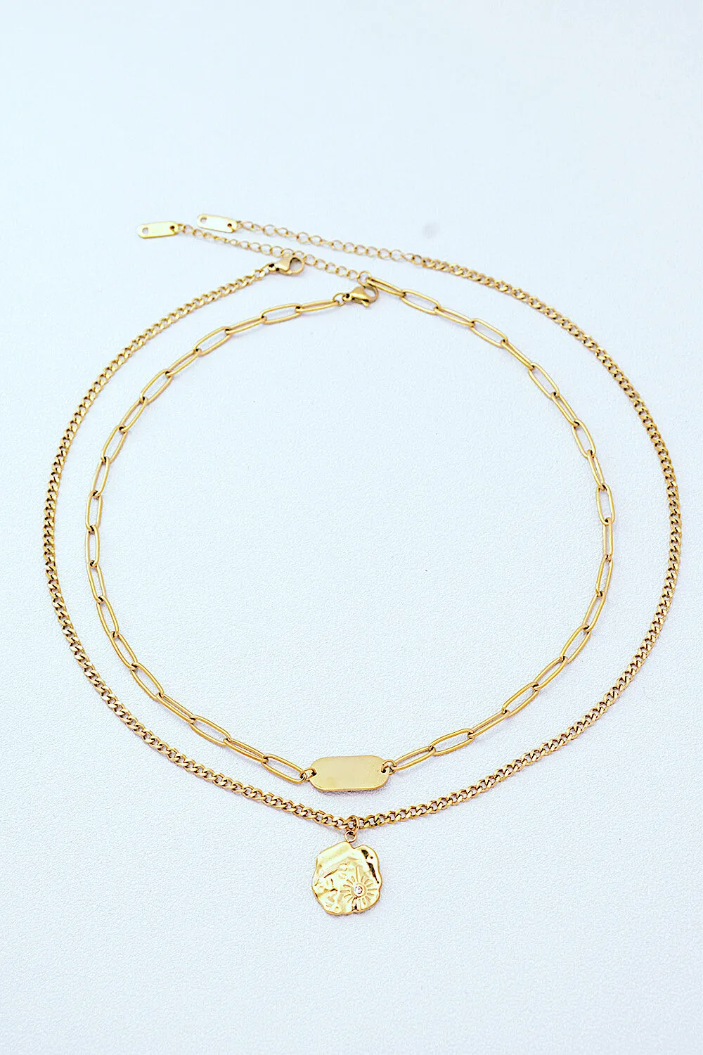 Gold-Plated Double-Layered Pendant Necklace