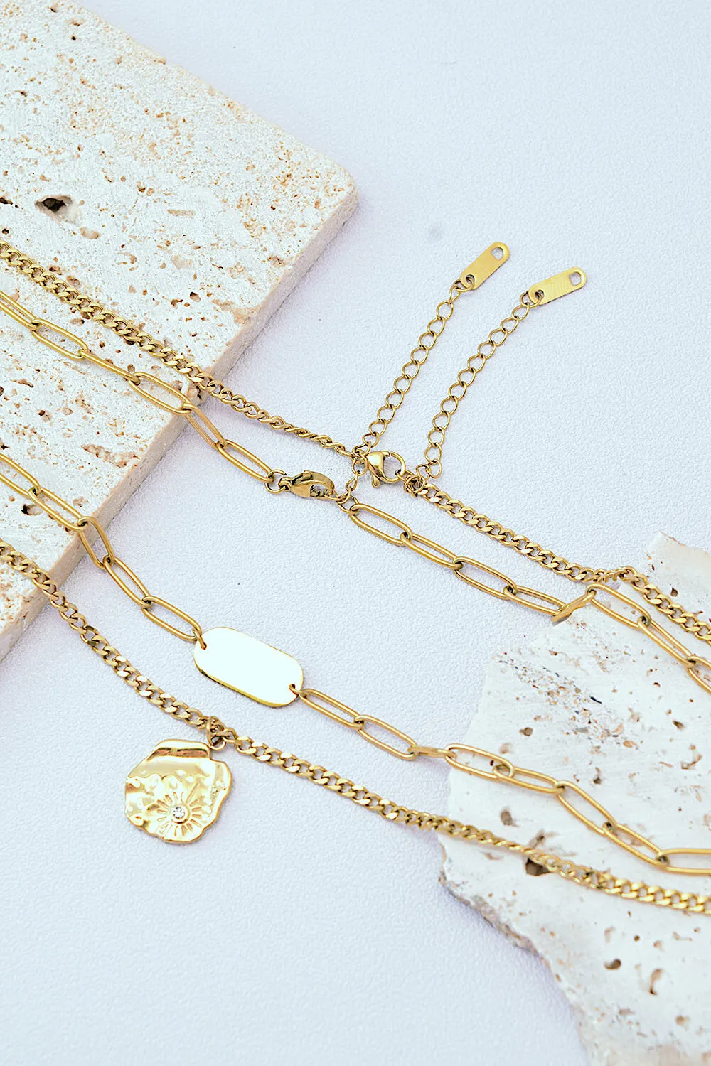 Gold-Plated Double-Layered Pendant Necklace