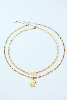 Gold-Plated Double-Layered Pendant Necklace