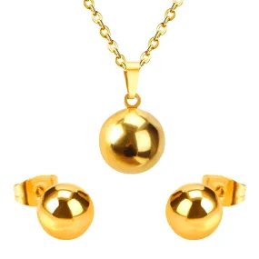 Gold Steel Ball Jewelry Earring Set