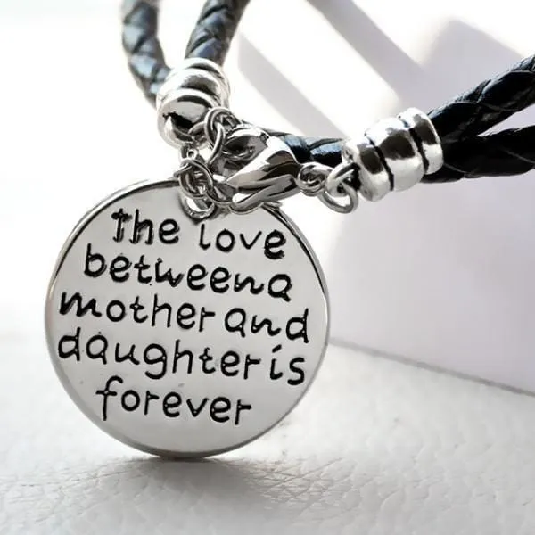 Hand Stamped Bracelet "The Love Between a Mother and Daughter is Forever"