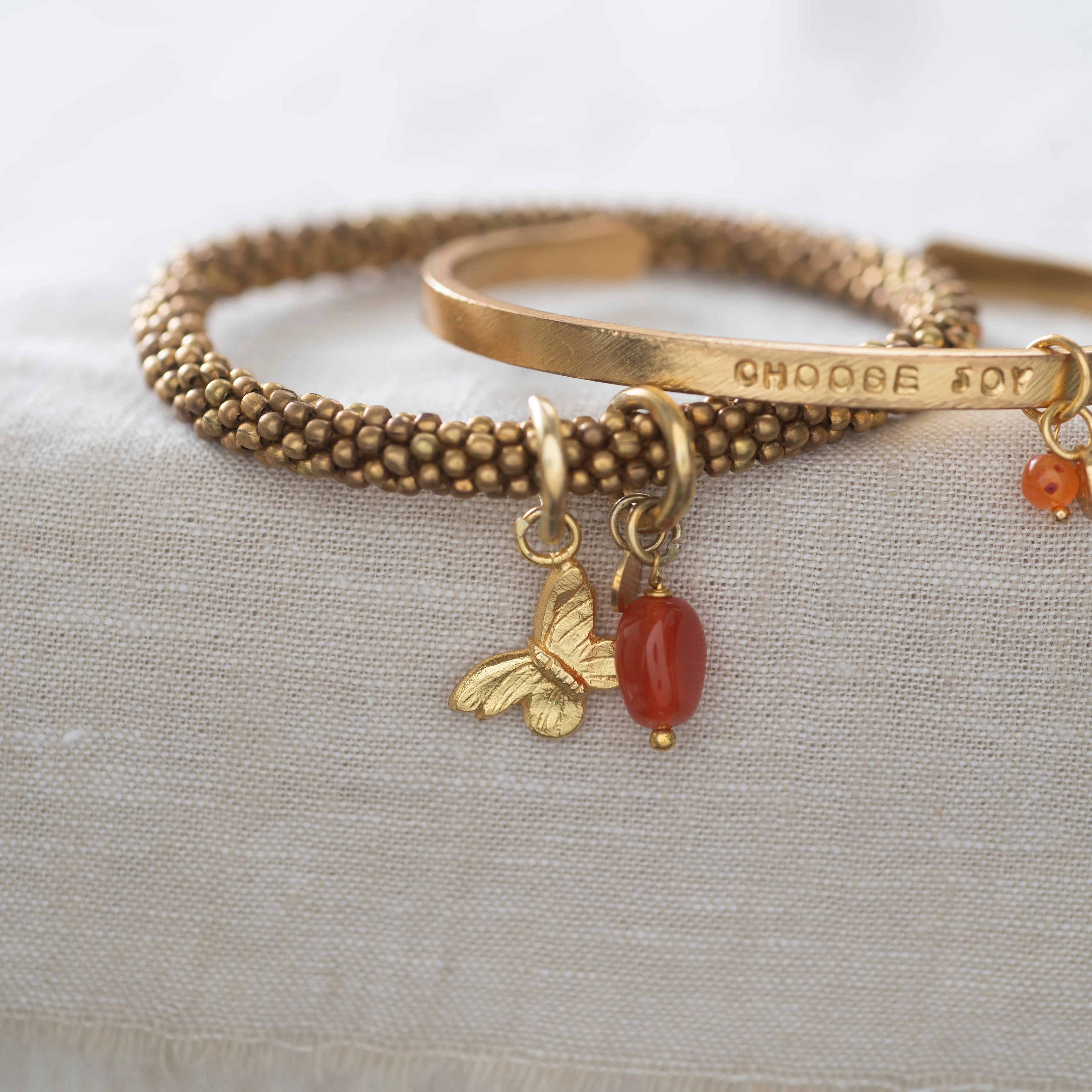 Jacky Carnelian Butterfly Gold Bracelet - A Beautiful Story