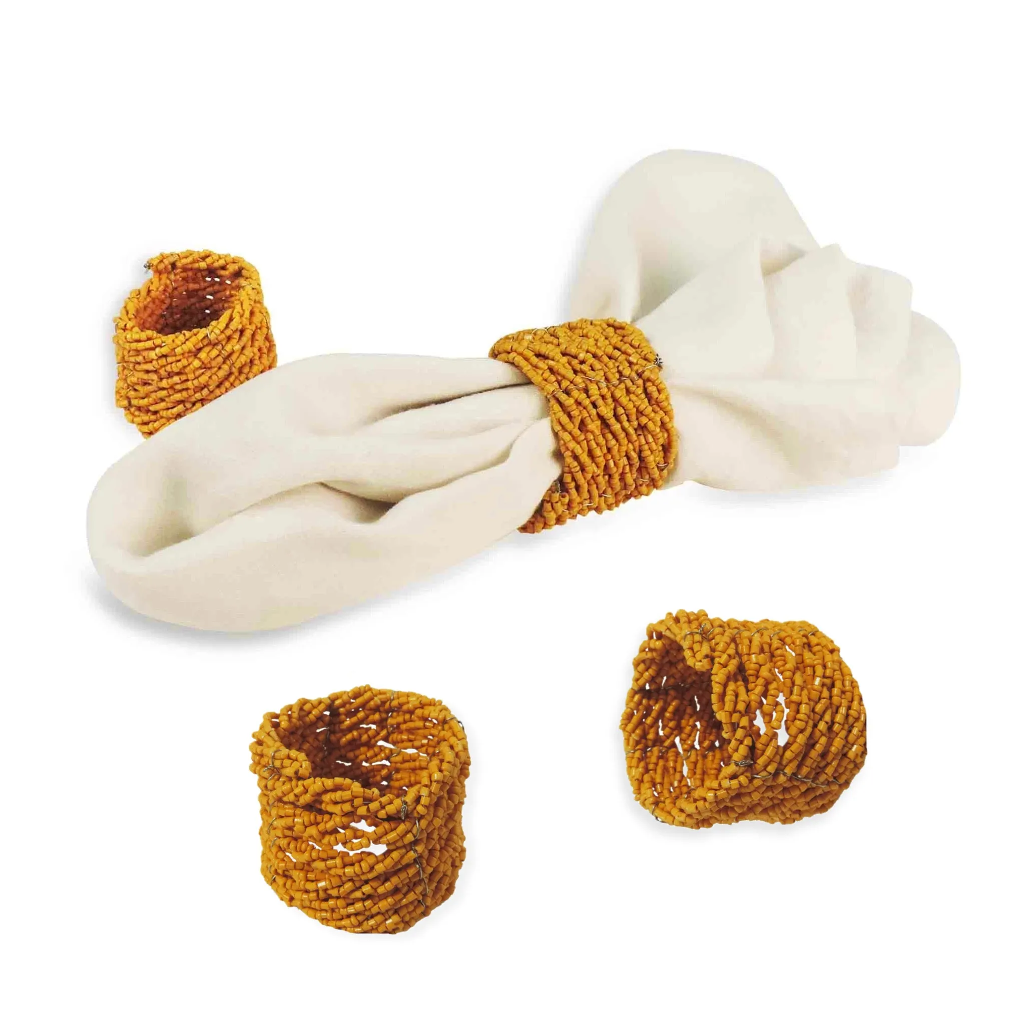 Jute Coil Napkin Ring in Orange, Set of 4