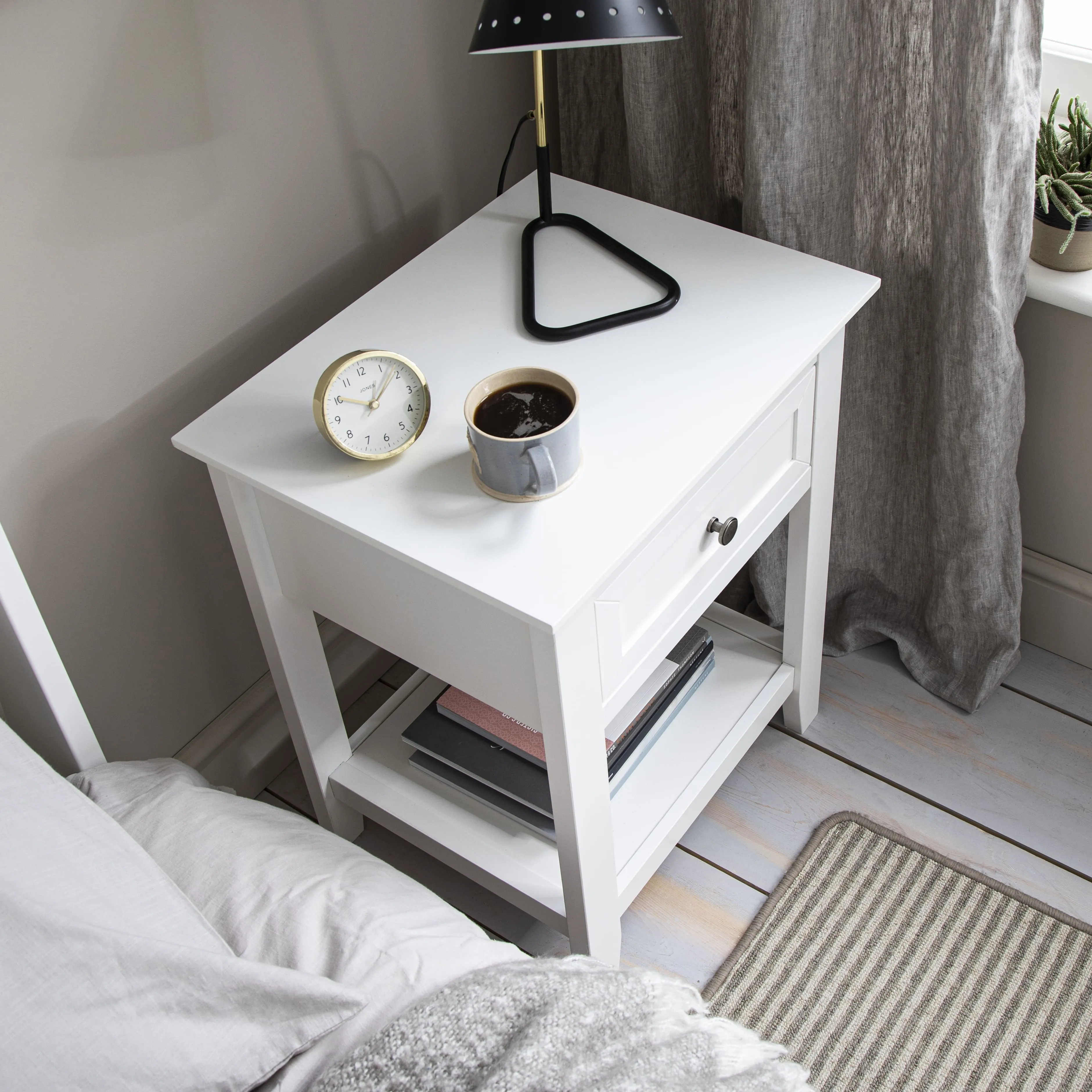 Karlstad Bedside Table with Drawer in Classic White