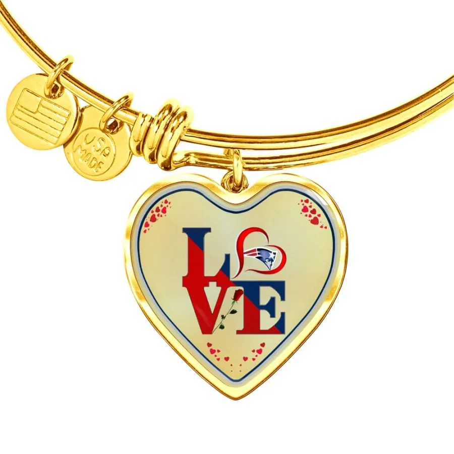 Luxury "Love Patriots" Bracelet|NFL New England Patriots Engraved Jewelry (Stainless/Gold)