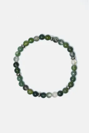 MOSS AGATE STRETCH BEADED BRACELET