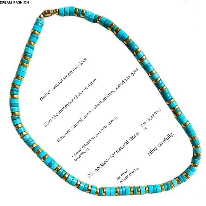 New Arrival Natural Stone Fashion Fashion Twin Design Necklace Clavicle Chain Male and Female Personality Turquoise Handmade Ornament