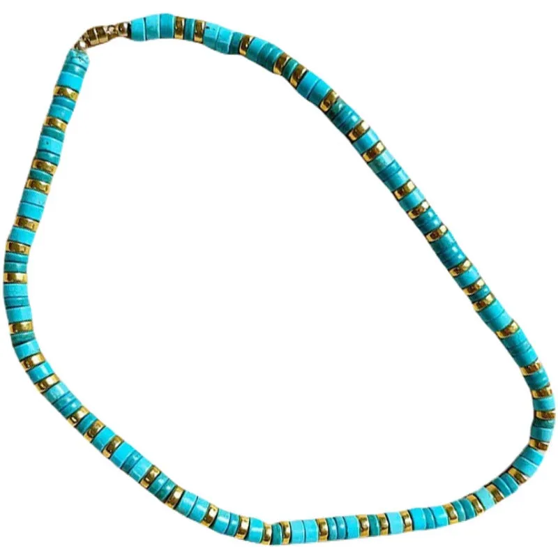 New Arrival Natural Stone Fashion Fashion Twin Design Necklace Clavicle Chain Male and Female Personality Turquoise Handmade Ornament